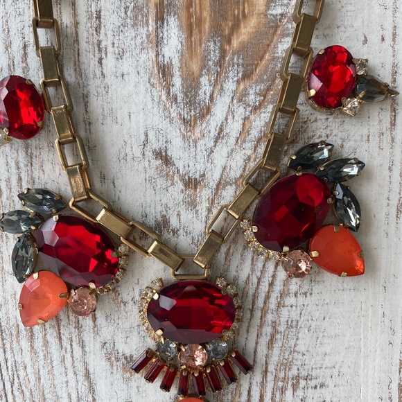 Red BubbleBar Necklace Multi Teardrop Statement - Picture 2 of 6